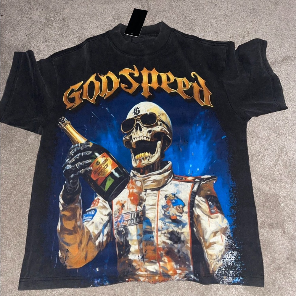 Godspeed Victory Toast Black Wash T shirt